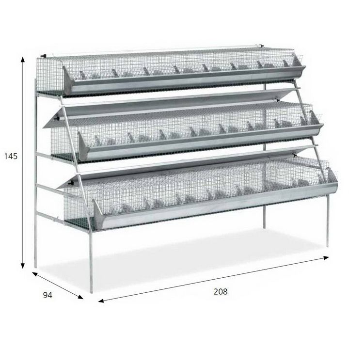 Клетка для кроликов 208 см трехъярусная